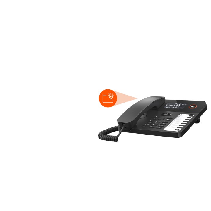 Téléphone filaire Gigaset Desk 600 noir – Grand écran LCD, mains libres, 7 touches directes