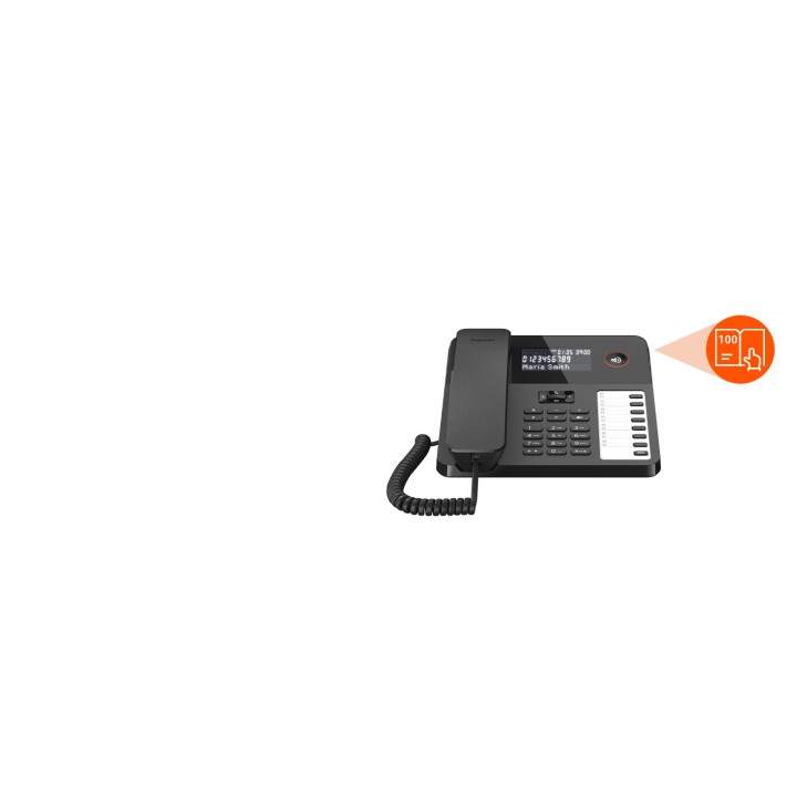 Téléphone filaire Gigaset Desk 600 noir – Grand écran LCD, mains libres, 7 touches directes