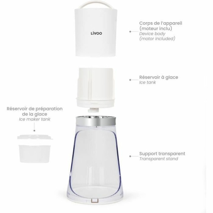 Broyeur à glace Livoo DOM462 - 30 W - 150 ml - lame inox - blanc compact