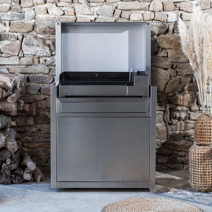 Chariot plancha Premium Forge Adour – Acier inoxydable – Tablettes rabattables