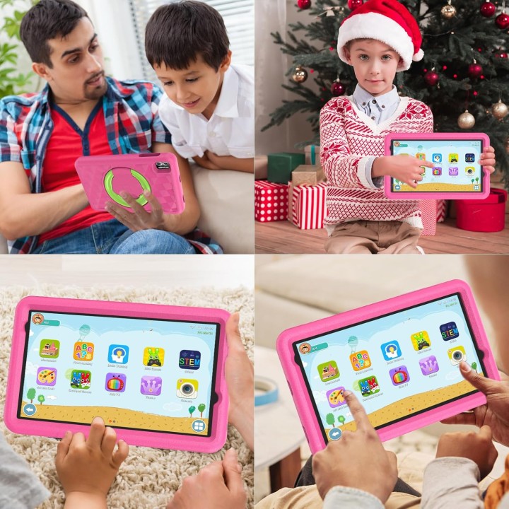 Tablette enfant 8 pouces Android 13 - 64 Go - Coque antichoc rose