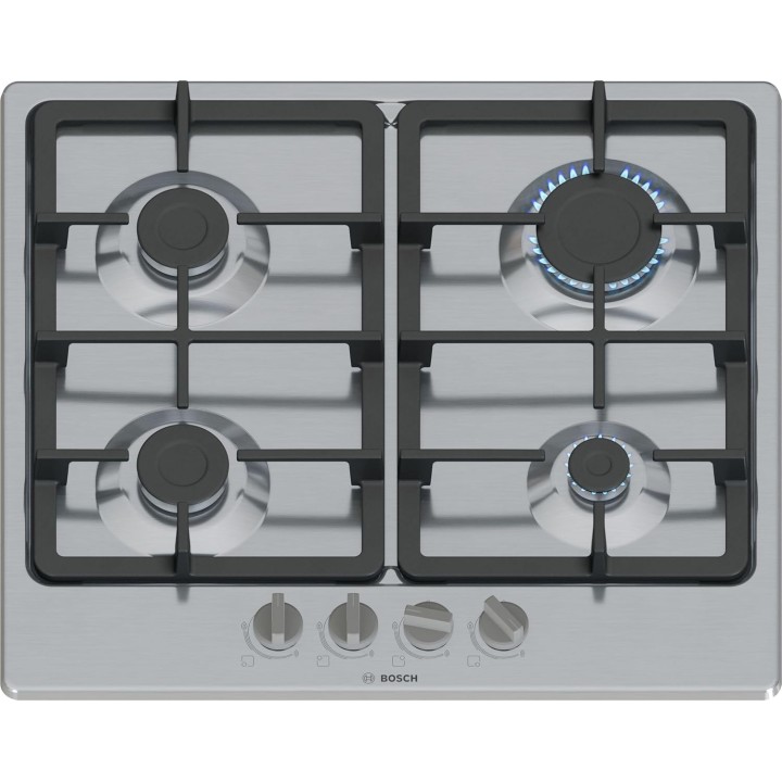 Plaque de cuisson gaz 4 feux inox Bosch Série 4 - Allumage électrique et sécurité