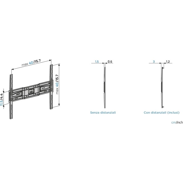 Support mural TV ultra-plat Meliconi Slimstyle Plus 400 S - 40 à 82 pouces VESA 200-400