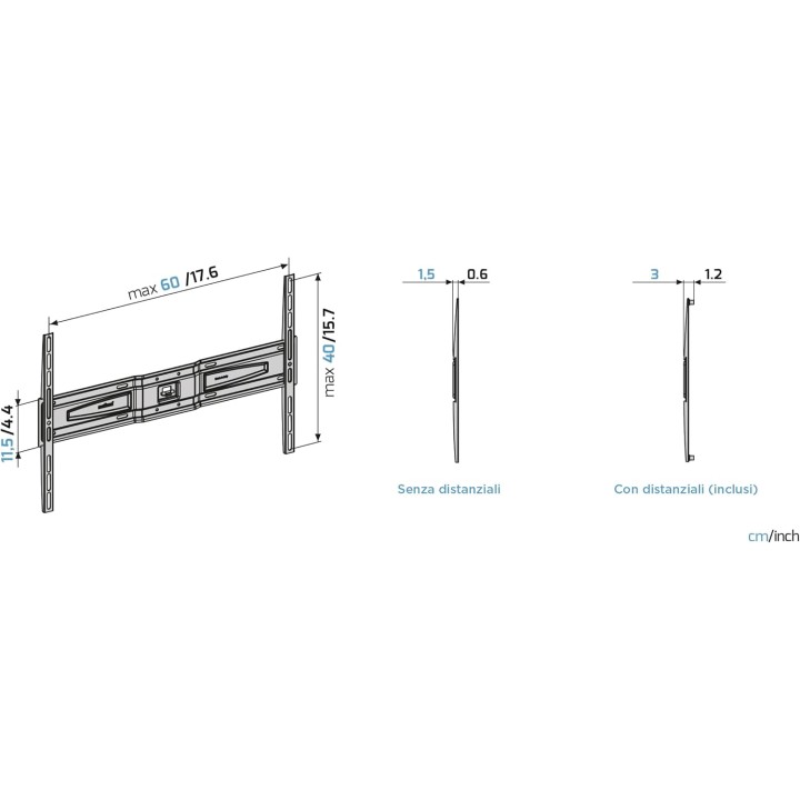 Support TV mural fixe Slimstyle Plus 600 S - 50 à 86 pouces - Fast Block - Meliconi
