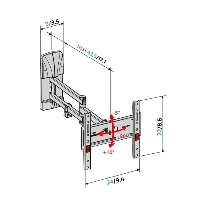 Support mural TV ultrafin MELICONI - VESA 14-40'' - Sécurité et montage facile