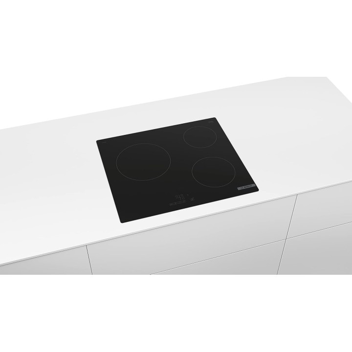Plaque de cuisson vitrocéramique 3 foyers 60 cm Bosch TouchSelect - Noir