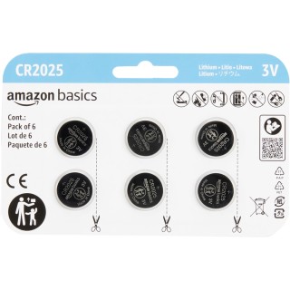 Pile bouton lithium CR2025 3V - Lot de 6 - Longue durée, sécurité enfant