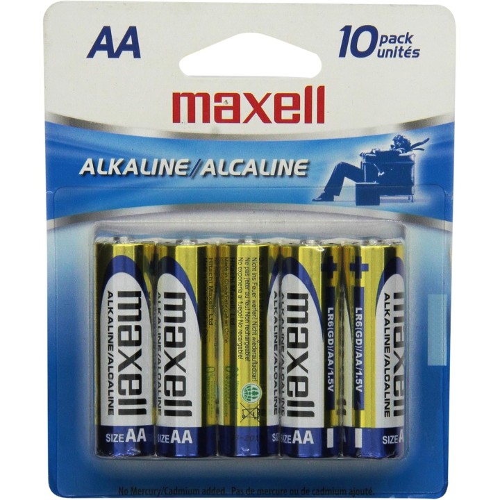 Piles AA alcalines Maxell - Longue durée - Pack de 10