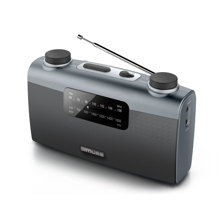 Radio portable Muse AM/FM – Prise casque, entrée AUX, format compact noir