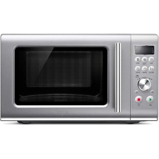 Micro-ondes compact Sage Soft Close 25L - Fonctionnement silencieux, sécurité enfant, argent