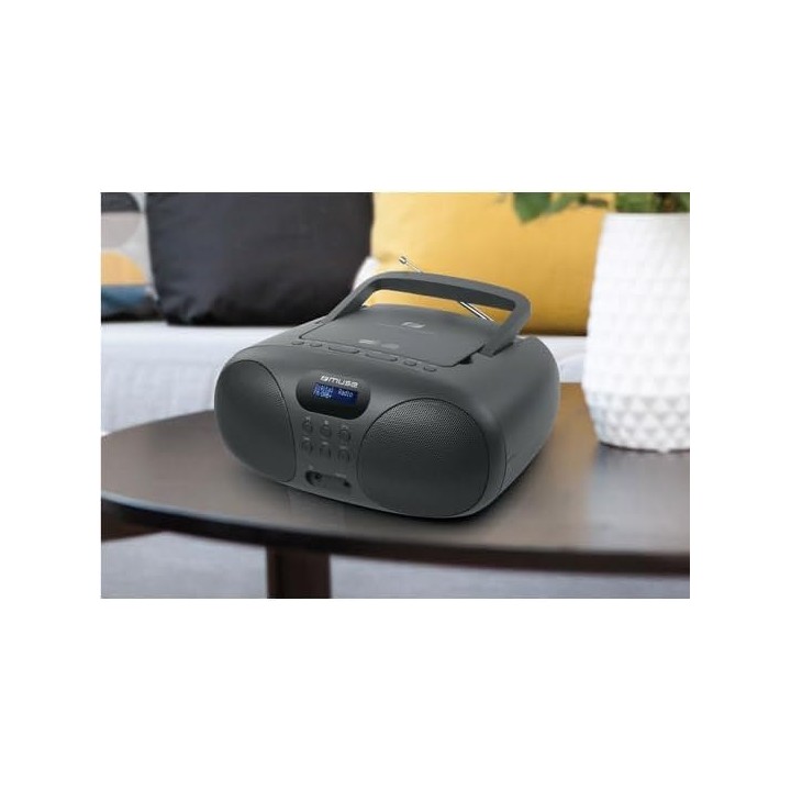 Radio CD portable Muse - DAB+, USB, stéréo, 20 stations préréglées, gris foncé
