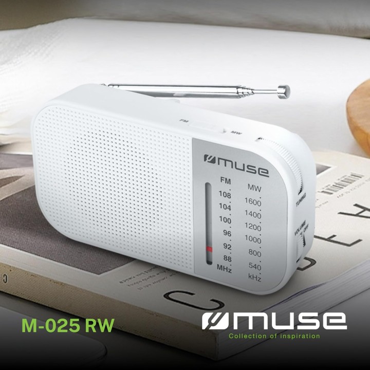 Radio portable analogique AM/FM Muse M-025 RW - Haut-parleur intégré blanc