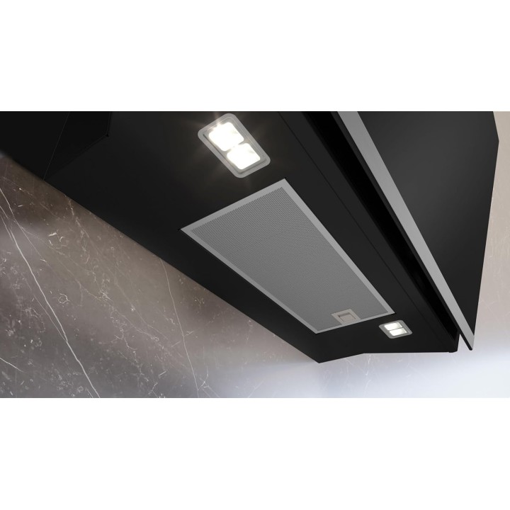 Hotte murale inclinée 80 cm noir verre Siemens iQ500 cookConnect LED