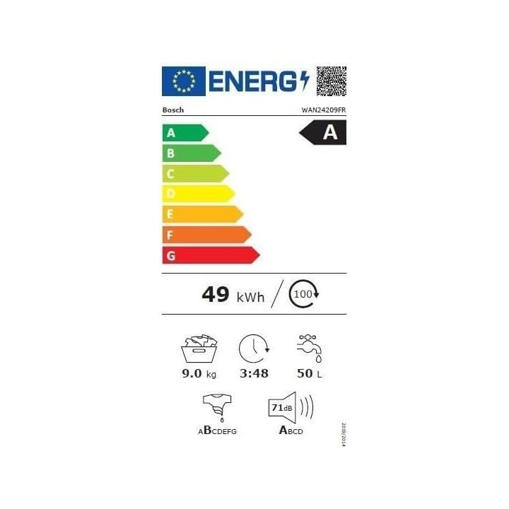 Lave-linge hublot Bosch Série 4 - 9 kg - 1200 trs/min - Eco Silence Drive