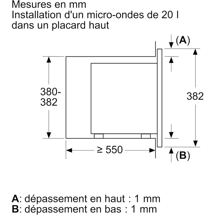 Micro-ondes encastrable Bosch Série 2 - 20L AutoPilot 7 noir - écran LED