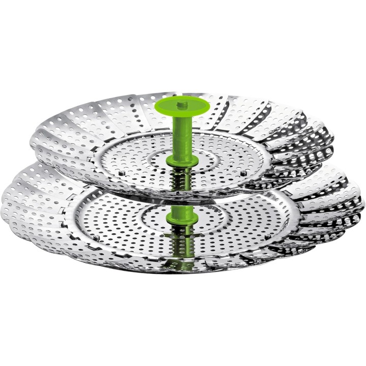Panier vapeur inox pliable 2 niveaux - Multiusage casseroles 14-24 cm CUNCIAL