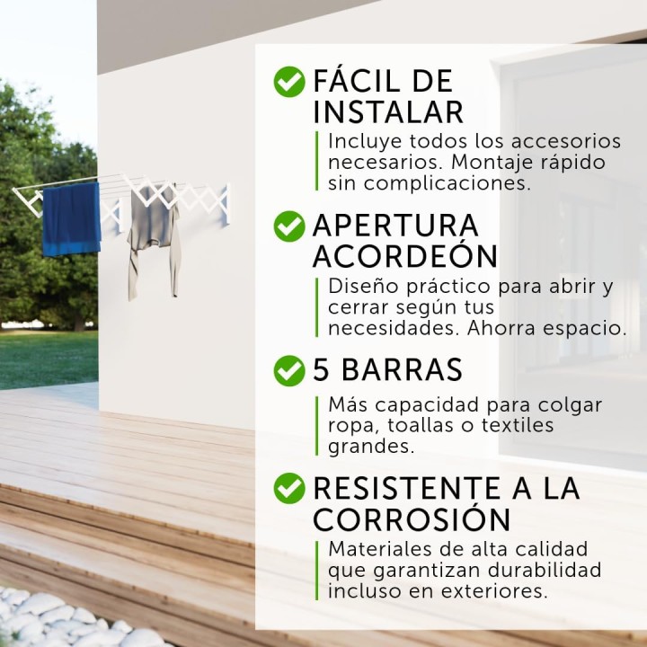 Séchoir mural extensible 160 cm aluminium - pliable, montage mural Cuncial