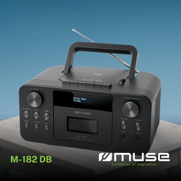 Radio portable Muse DAB+ FM - Haut-parleur intégré, écran, alimentation sur piles - Noir