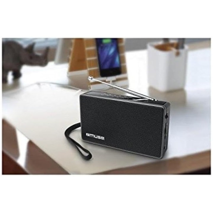 Radio portable Muse AM/FM – Prise casque, entrée AUX, format compact noir