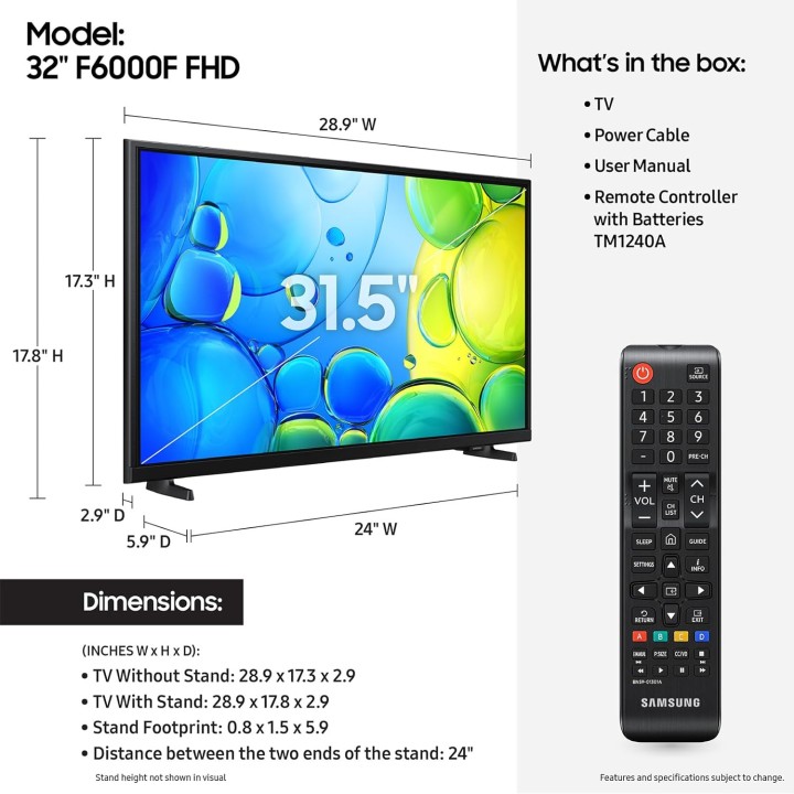 TV LED Samsung 32 pouces Full HD Smart TV HDR Mega Contrast - Noir