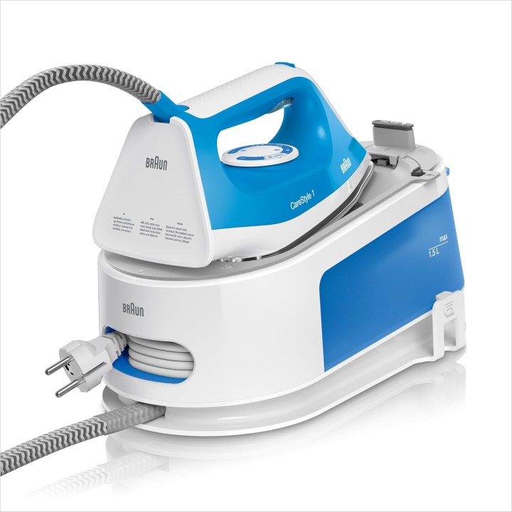 Centrale vapeur compacte Braun IS1012BL - Double Steam, semelle céramique, réservoir 1,5L