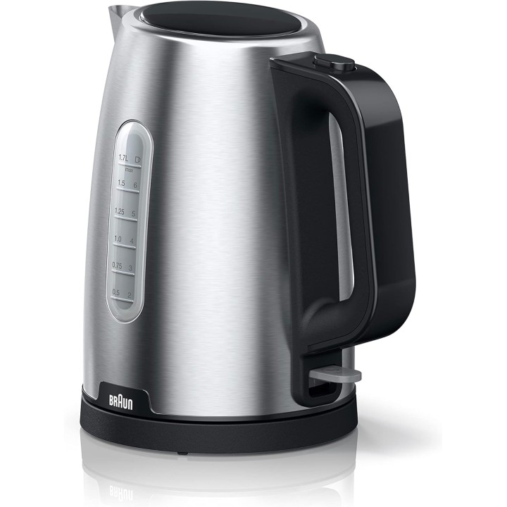 Bouilloire électrique 1,7L Braun - Acier inoxydable, arrêt automatique, base 360°