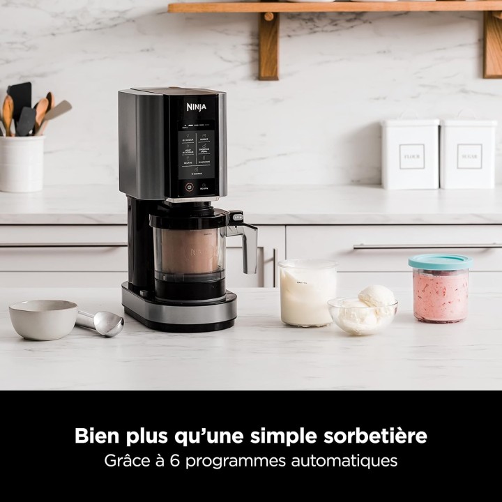 Machine à glace et sorbetière Ninja NC300EU - 7 programmes, 1,4L, 3 bacs, Noir
