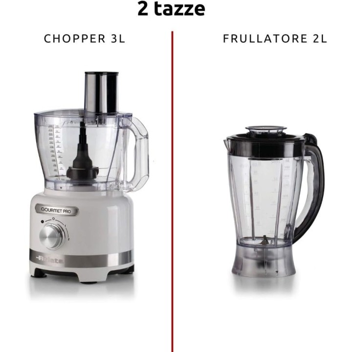 Robot de cuisine multifonction 3L avec blender 2L et accessoires inox - Blanc