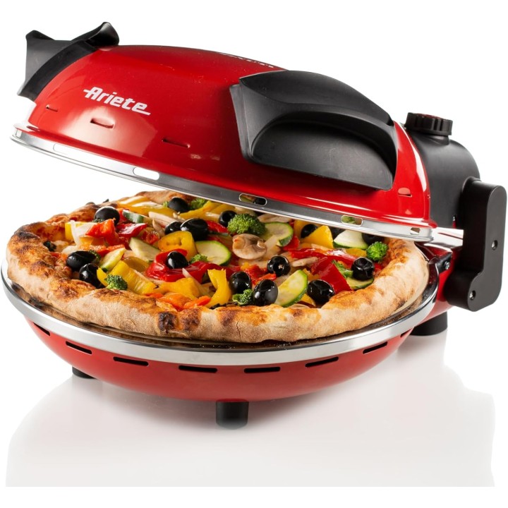 Four à pizza Ariete 909 - 400°C, 5 niveaux, pierre réfractaire, rouge