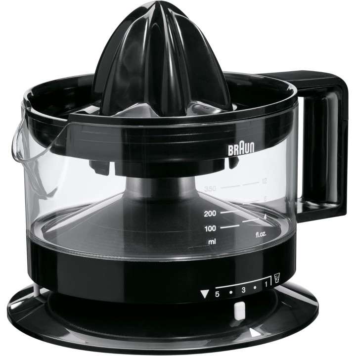 Presse-agrumes électrique Braun 350 ml noir – Rotation double sens, réglage pulpe