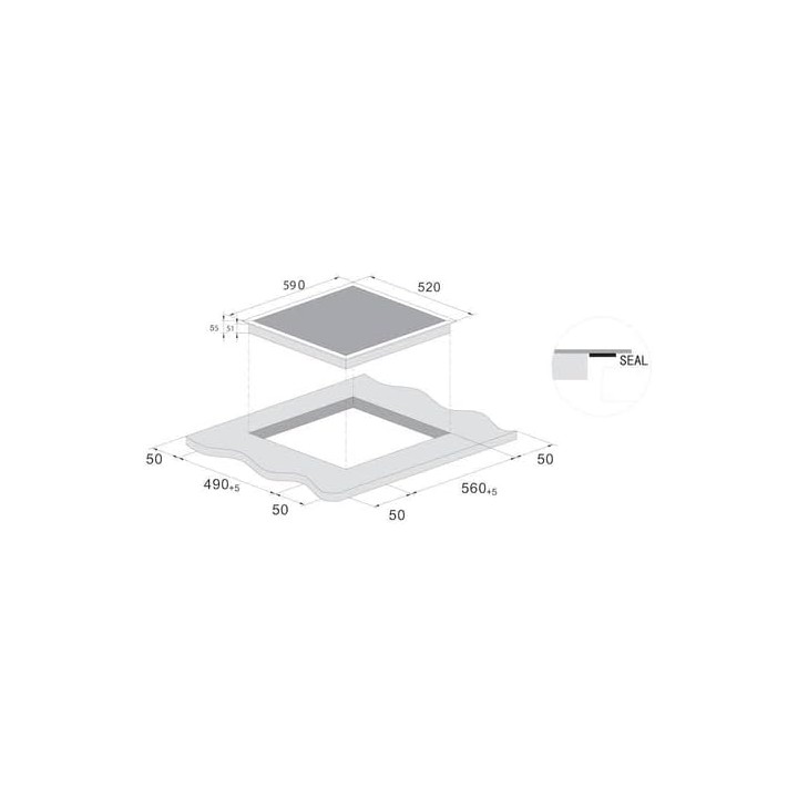 Table de cuisson induction 4 foyers connectée - Verre noir sans cadre CANDY