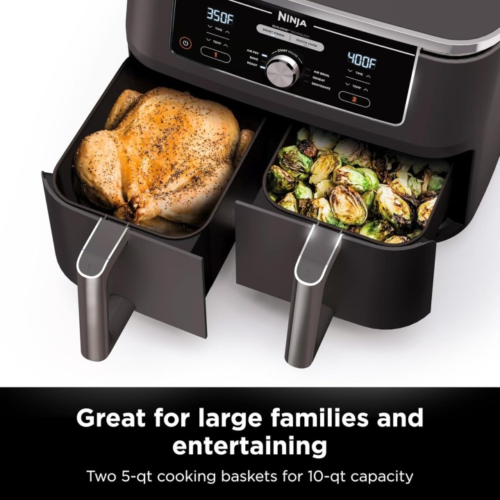 Friteuse à air Ninja DualZone XL 2 paniers indépendants - Capacité 10L - Noir