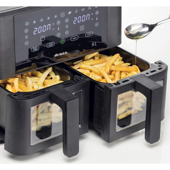 Friteuse à air double panier 9L - 11 programmes - Ariete 4631 - Noir