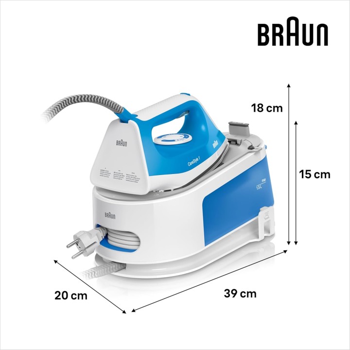 Centrale vapeur compacte Braun CareStyle 1 - DoubleSteam, FreeGlide 3D, réservoir 1,5L