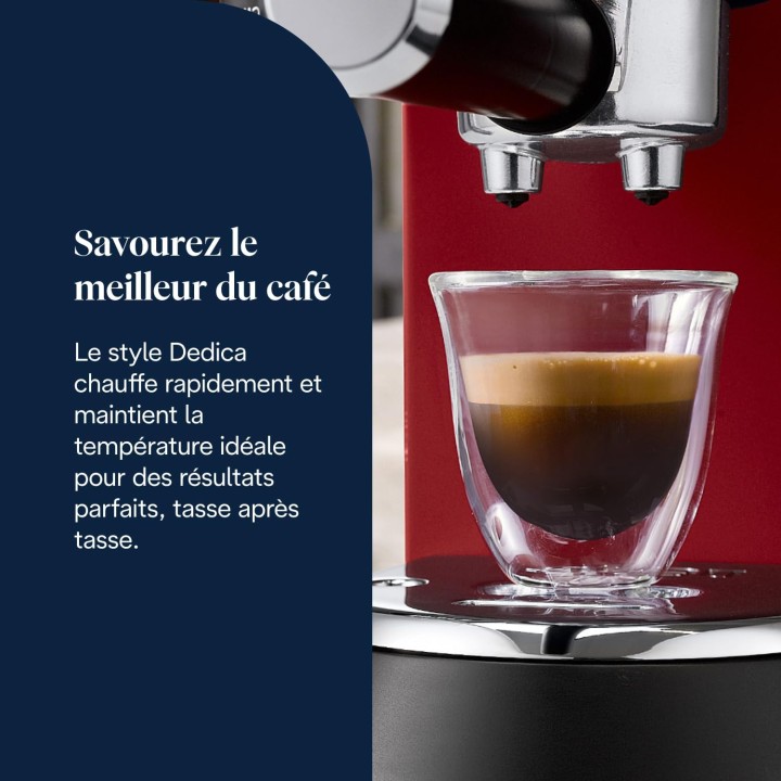 Machine à espresso compacte De'Longhi Dedica EC685.R - Acier inoxydable rouge 15 bars