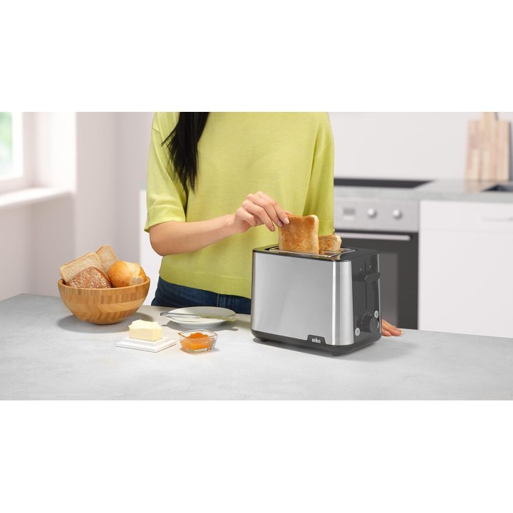 Grille-pain Braun HT 1510 BK PurShine - 2 tranches acier inoxydable noir 900W