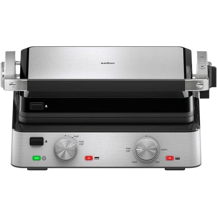 Gril de contact électrique Braun CG7020 - 3 plaques, inox, 2000W, grande capacité