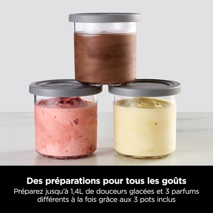 Machine à glace et sorbetière Ninja NC300EU - 7 programmes, 1,4L, 3 bacs, Noir