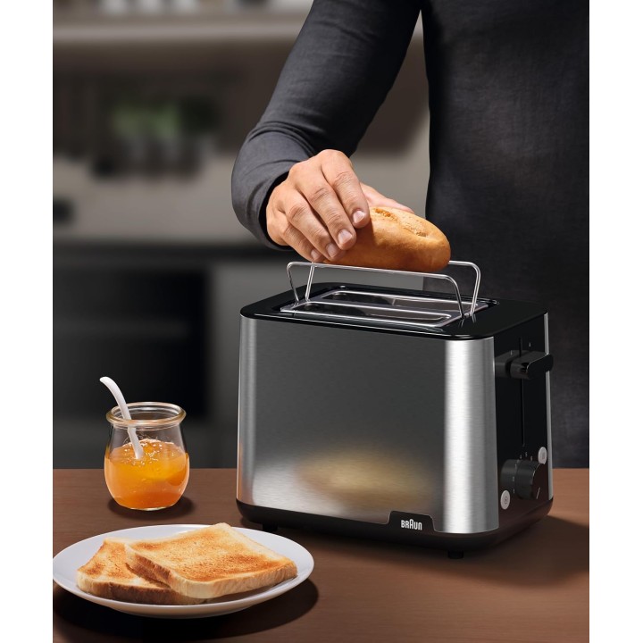 Grille-pain Braun HT 1510 BK PurShine - 2 tranches acier inoxydable noir 900W