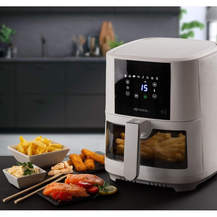 Friteuse à air programmable 9L - Grande capacité, grill, panier transparent Ariete
