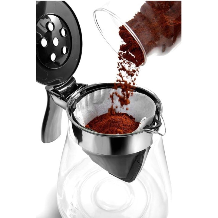 Cafetière filtre électrique De'Longhi 10 tasses - Verseuse verre, maintien au chaud, anti-gouttes