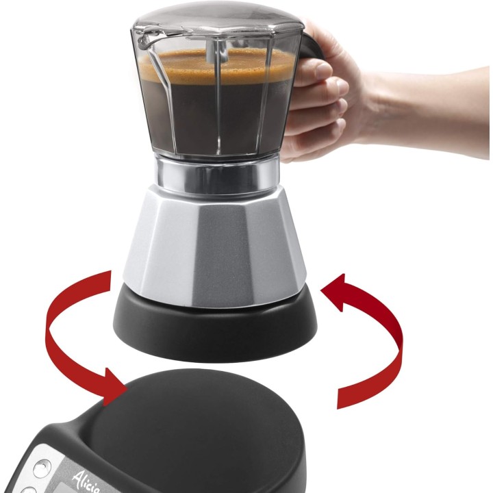 Cafetière italienne électrique De'Longhi Alicia Plus 6 tasses - Noir et argent