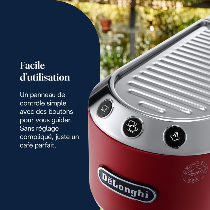 Machine à espresso compacte De'Longhi Dedica EC685.R - Acier inoxydable rouge 15 bars