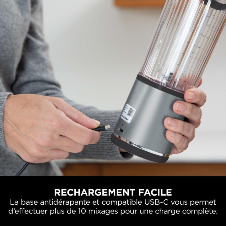 Blender portable Ninja sans fil puissant 530 ml - rechargeable USB-C - noir