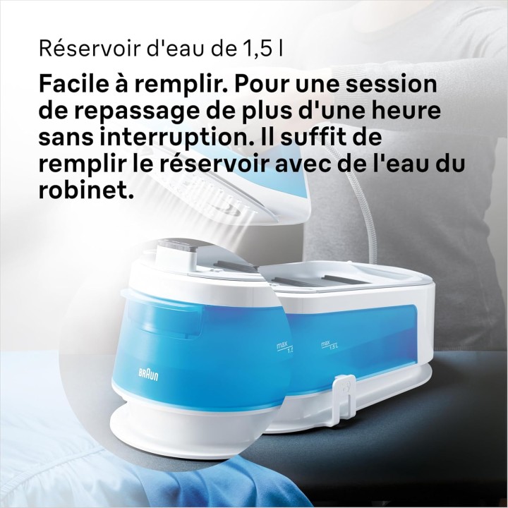 Centrale vapeur compacte Braun CareStyle 1 - DoubleSteam, FreeGlide 3D, réservoir 1,5L