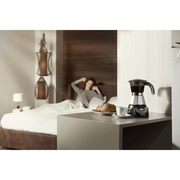 Cafetière italienne électrique De'Longhi Alicia Plus 6 tasses - Noir et argent