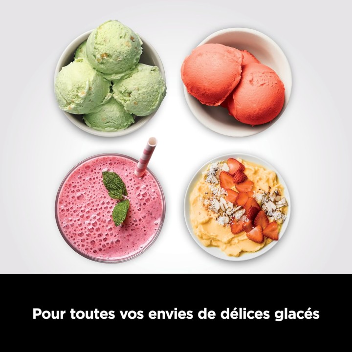 Machine à glace et sorbetière Ninja NC300EU - 7 programmes, 1,4L, 3 bacs, Noir