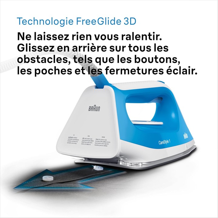 Centrale vapeur compacte Braun IS1012BL - Double Steam, semelle céramique, réservoir 1,5L