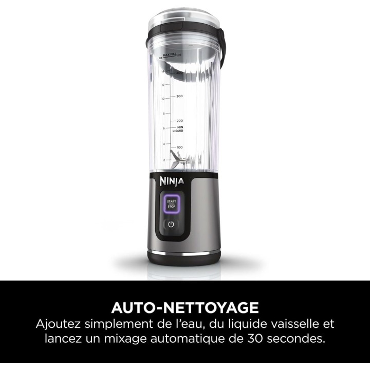 Blender portable Ninja sans fil puissant 530 ml - rechargeable USB-C - noir