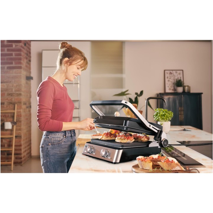 Gril de contact électrique Braun CG7020 - 3 plaques, inox, 2000W, grande capacité